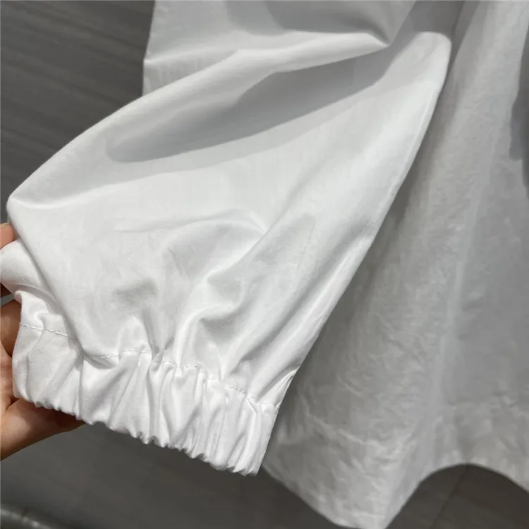 

Sweet Peter Pan Collar Women Blouses 2021 Spring Puff Sleeve Loose Straight Cotton Shirt Office Lady Versatile White Blouse Tops