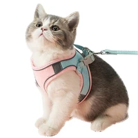 pet cat leash harness set outdoor cat walking lead leash reusable reflective kitten puppy collar harness cats vests accessories