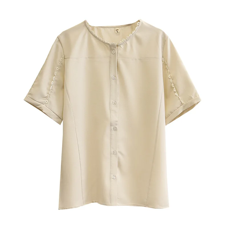 Женская летняя рубашка женские топы однотонная блузка с коротким рукавом модная