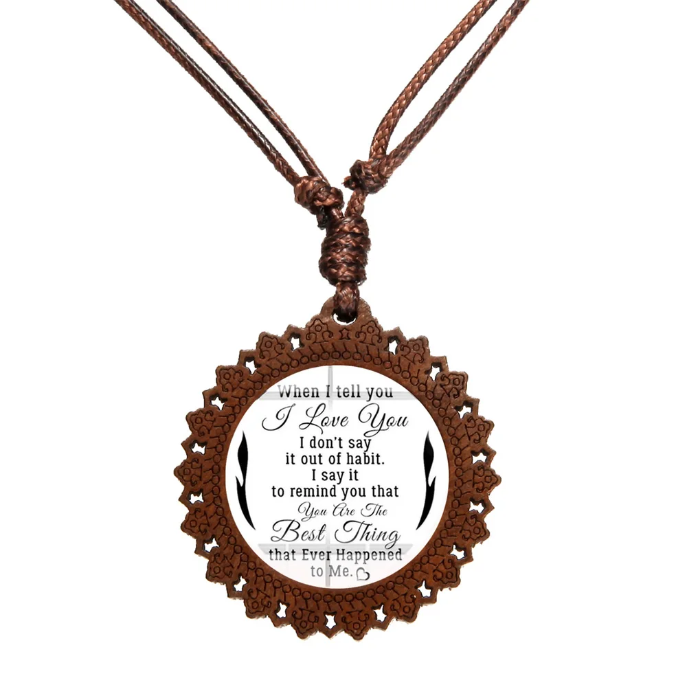 Модное ожерелье с подвеской Я тебя люблю креативный стеклянный кабошон