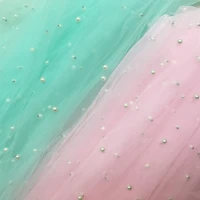 high quality mesh tulle lace pearl beads bead wedding dress lace fabric pink tulle lace green net lace fabric