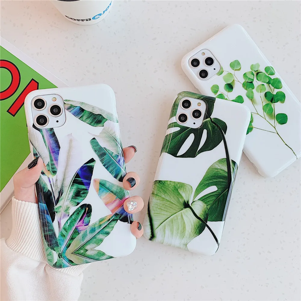 

Vintage Flower Leaves Phone Case For iPhone 11 Pro XR XS Max 8 7 6 6S Plus Soft Summer Plants Back Cover For iPhone 11 Pro Max
