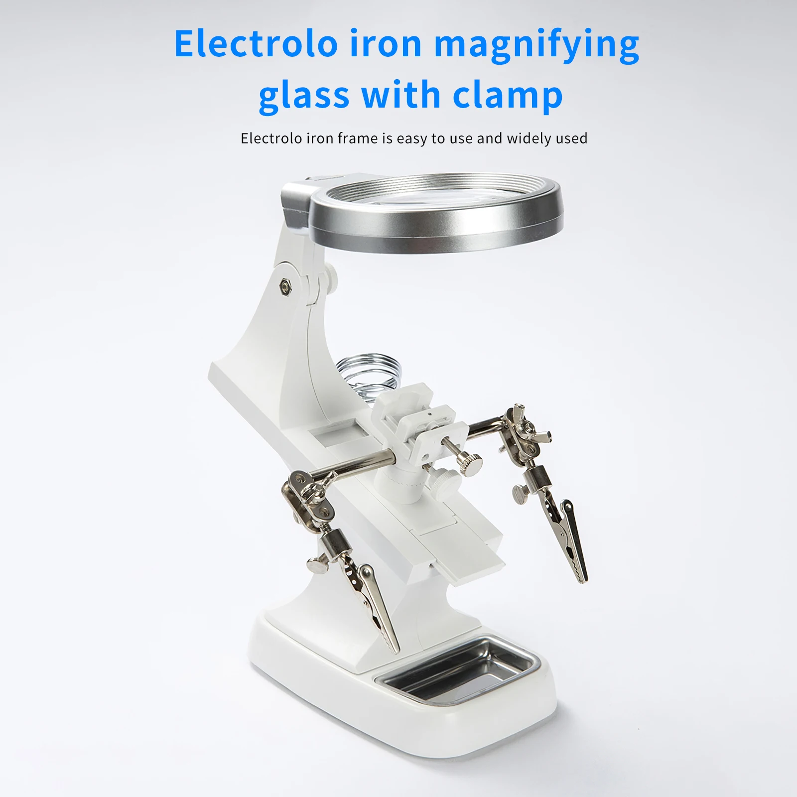 

Soldering Iron Station Stand With Welding Magnifying Glass Clip Clamp Third Hand Helping Desktop Magnifier Soldering Repair Tool