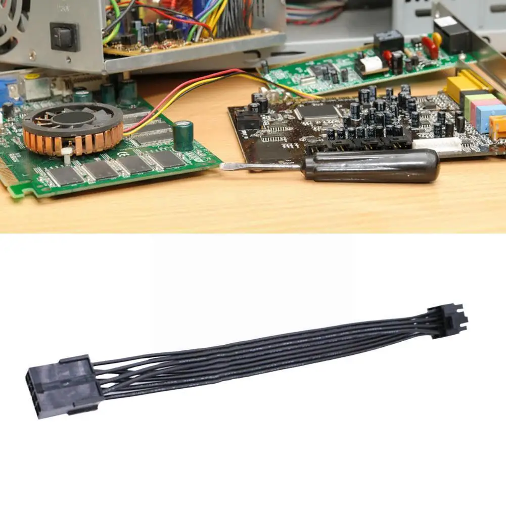 

8p Female To 6+2pin Male Extension Cord, Graphics Card Flat And All Black Power Parallel One-to-one, Cables Cord, X7u5