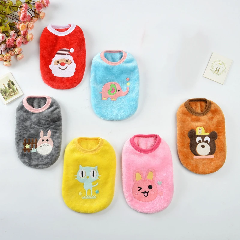 

Pet Cats Dogs Winter Warm Vest Coat Soft Flannel Cartoon Sweater Puppy Warm Sleeveless Sweater For Cold Weather Pet Clothes