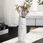 Европейская керамическая ваза с мраморным узором, белая фарфоровая Настольная Ваза, модные сушеные украшения для дома