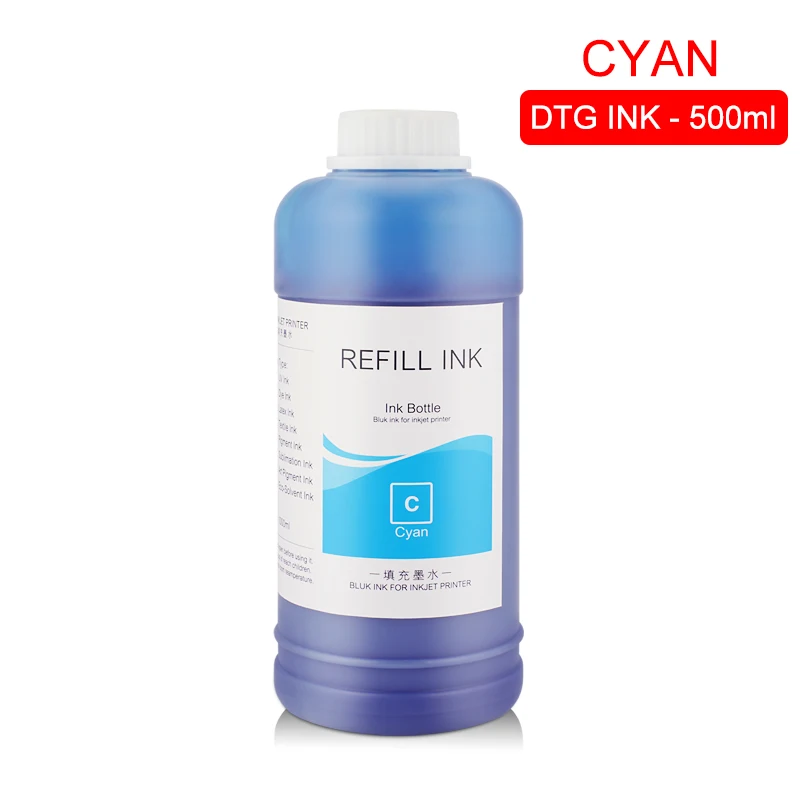 500 мл/набор чернила DTG текстильные чернила для одежды для Epson DX5 DX7 R330 1390 1400 R1900 R2000 F2000 F2100(BK C M Y белая предварительная обработка