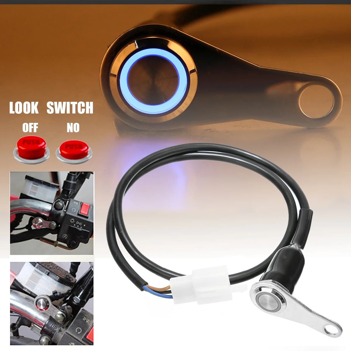 1 шт. светодиодный светильник для мотоцикла крепление на руль кнопочный