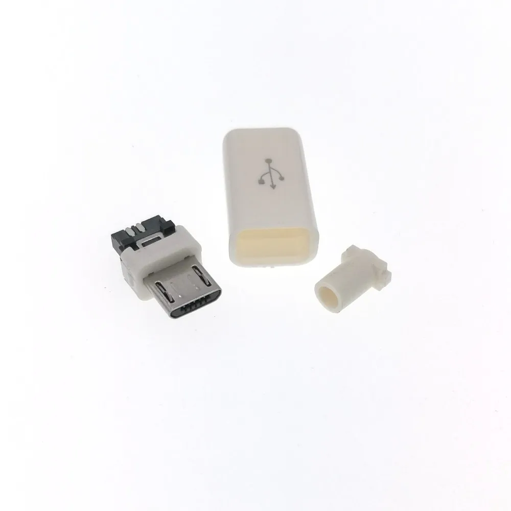 2 комплекта DIY Micro USB Type B папа 5pin четыре шт разъем в сборе белый цвет|connector 5pin|connector
