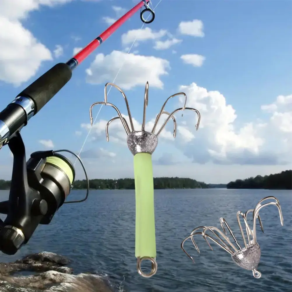 

1Pc Luminous Blow Tube Squid Hook Portable High Carbon Octopus Steel Fishing Hook Gear Coating Supplies Hook I1L7