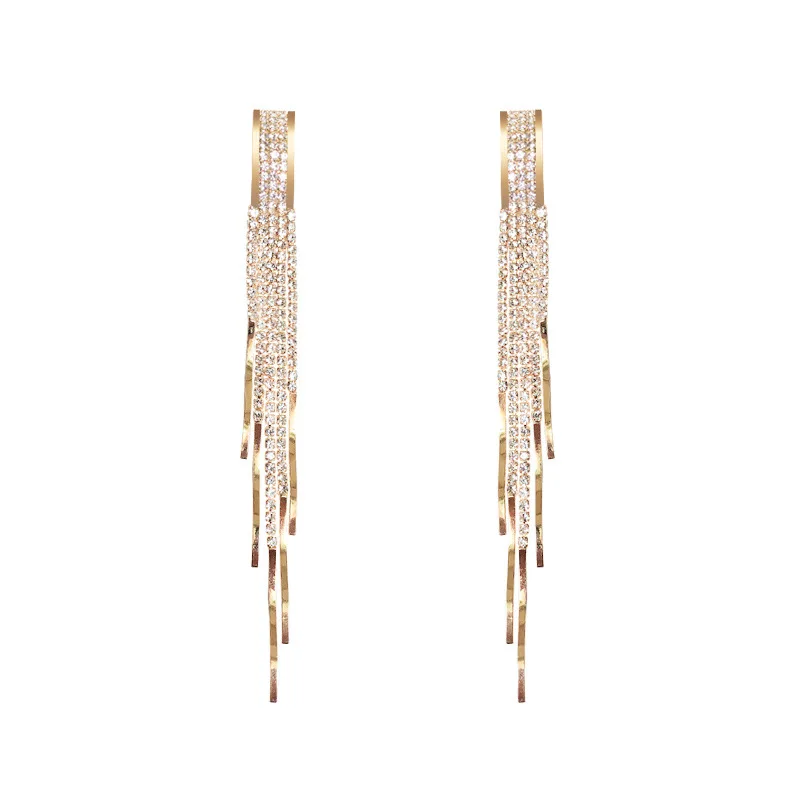 

2021 simple fashion exquisite exaggerated flash S925 silver needle long tassel earrings for women