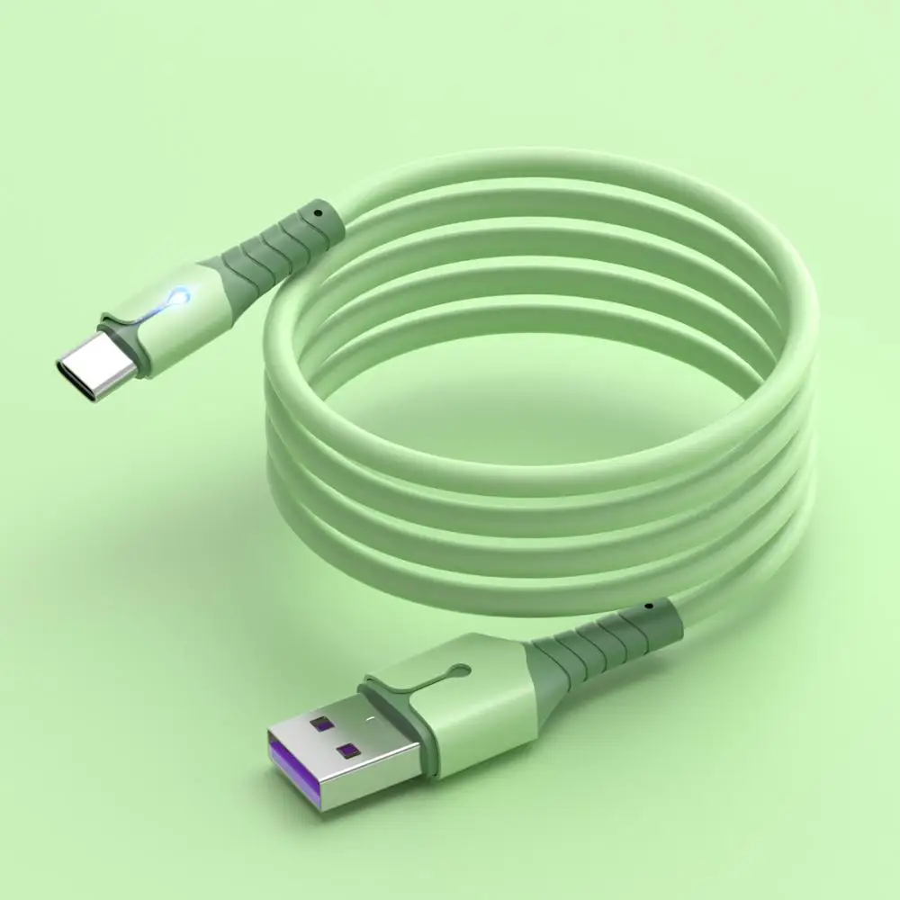 

Suitable for Android IPhoneTYPE-C Huawei mobile phone 5A fast charger cable liquid silicone with light data cable