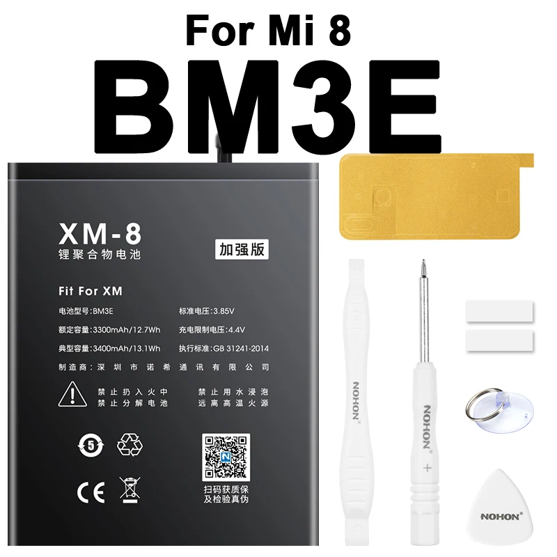 Nohon-Bater&iacute;a Para Xiaomi Mi 8 BM3E, bater&iacute;a de pol&iacute;mero de litio con capacidad de 3300-3400mAh, herramientas gratuitas para Xiaomi 8 Mi8 BM3E-1