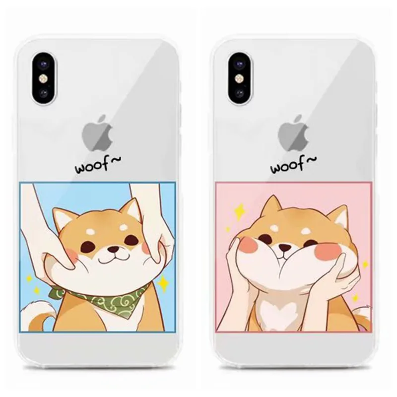 Kawaii Couple японский Сиба ину милый аниме чехол для телефона iPhone 7 8 6s 6 plus XS max