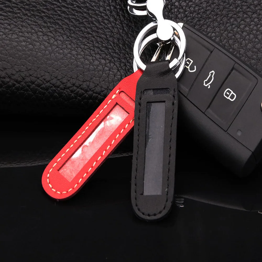 Leather Anti-lost Phone Number Plate Car Keychain Pendant Auto Vehicle Card Keyring Key Chain Interior |