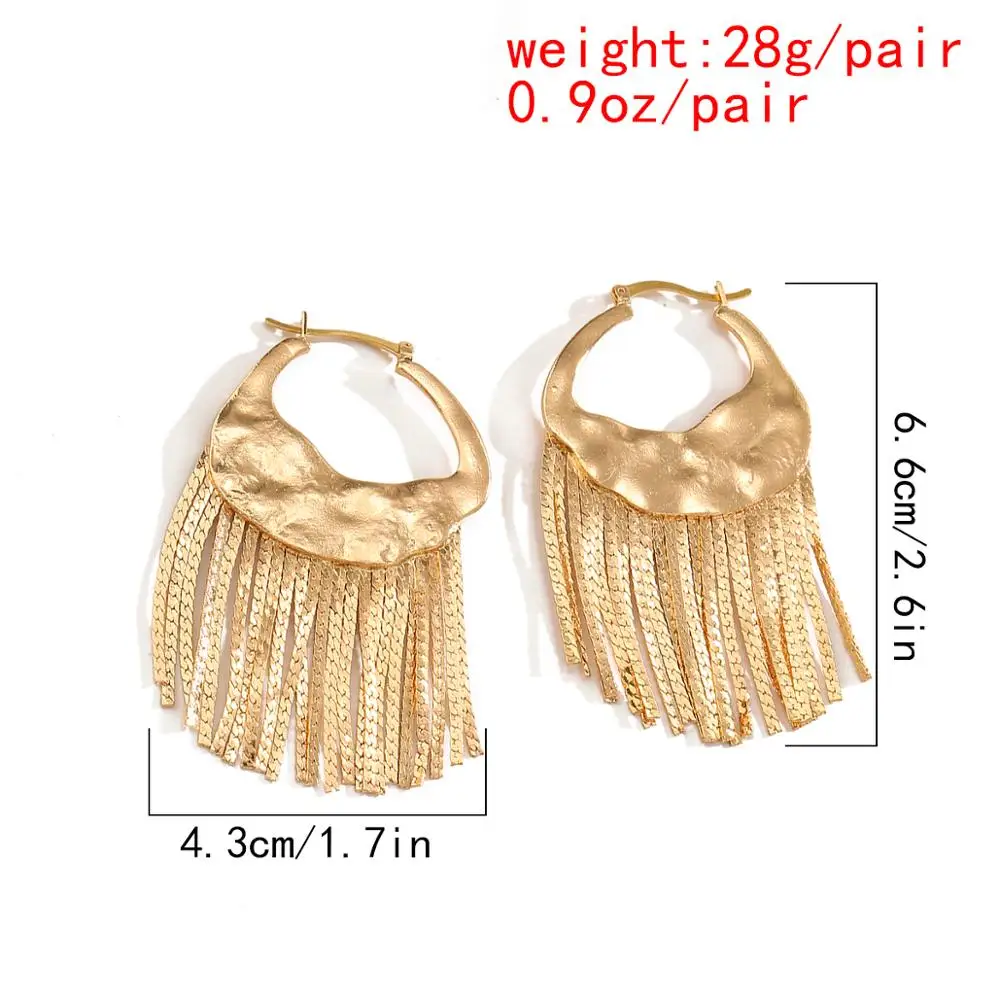 

Punk Metal Tassel Drop Earrings for Women Brincos Accessories Boho Hip Hop Trendy Simple Link Dangle Earrings Fashion Jewelry
