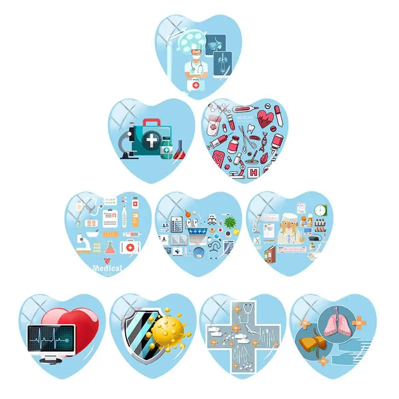 

TAFREE New Medical Equipment Stethoscope Syringe Heart shaped Art Photo 25mm DIY Glass Cabochon Pattern Jewelry Accessories MD38