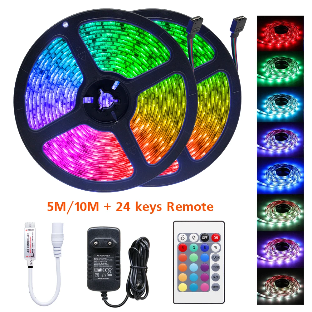 Светодиодная лента светильник RGB 5050 SMD 2835 гибкая 5 м 10 диод 12 в пост. Тока