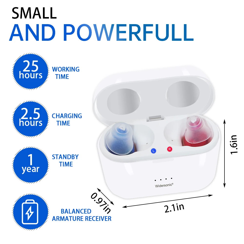 Rechargeable Hearing Aids In-Ear Deaf Invisible Mini Device Noise Cancelling Sound Amplifier Audifonos for The Elderly/Deafness