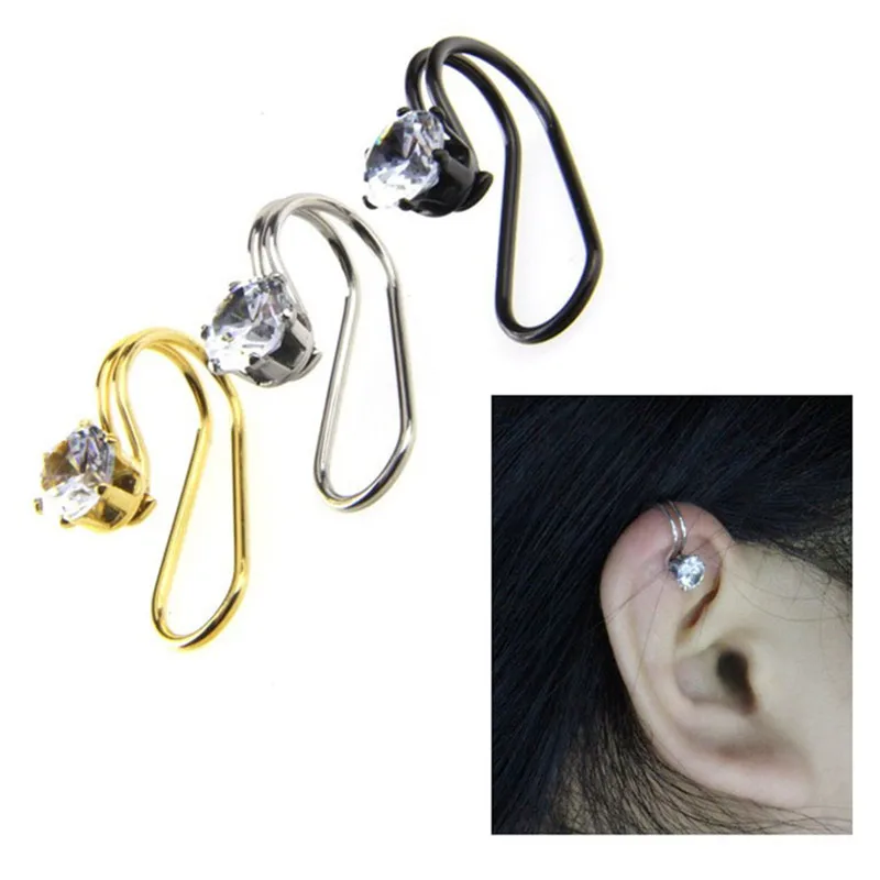 

1pc Rhinestone No Pierced Ear Clip U-shaped Ear Clip Earring Fashion Jewelry 3 Colors
