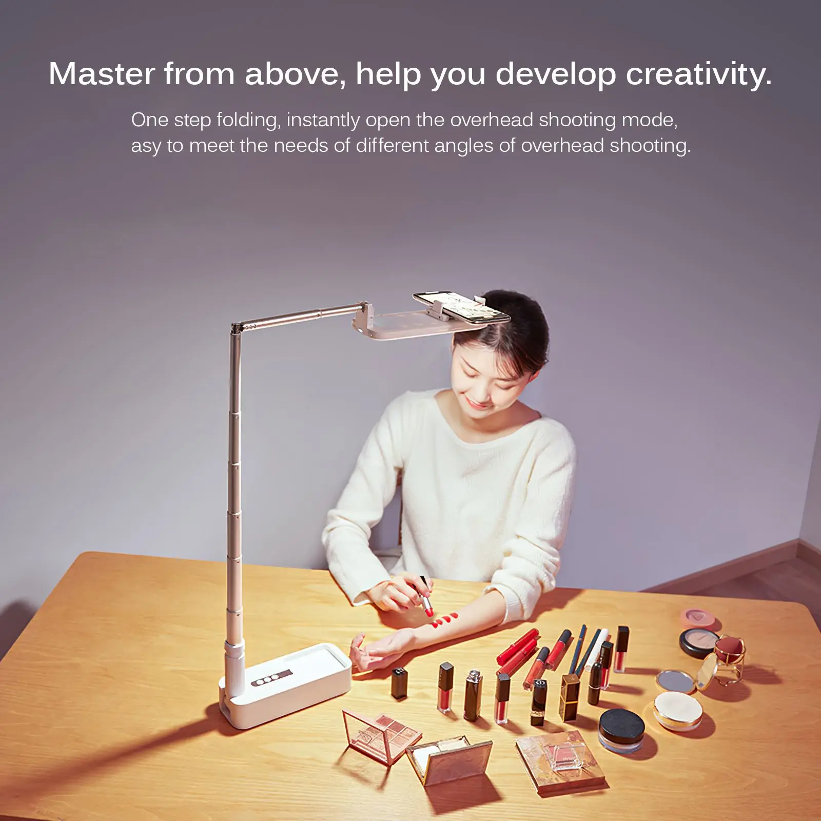 

Portable Phone Holder Stand With Wireless Dimmable LED Selfie Fill Light Lamp For Live Video Retractable Phone Stand Holder