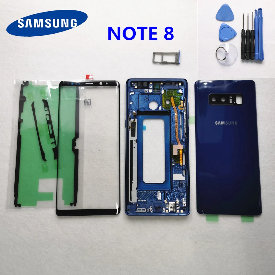 Полноразмерный корпус для SAMSUNG Galaxy Note 8 N950 N950F N9500 N950FD стеклянная задняя крышка +