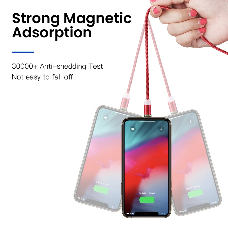 Магнитный кабель для быстрой зарядки Micro Type C 1 м 2 Iphone Xiaomi Samsung магнитный шнур на 360
