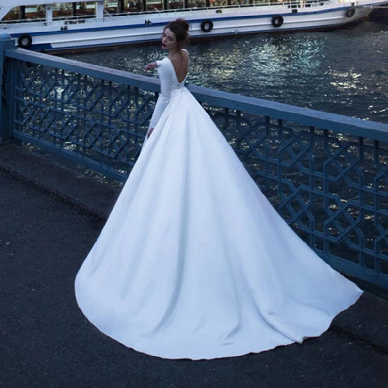 

Hi Shy Bride New simple wedding dress backless sleeveless design chiffon lace bride dresses princess dress plus size tailor-made