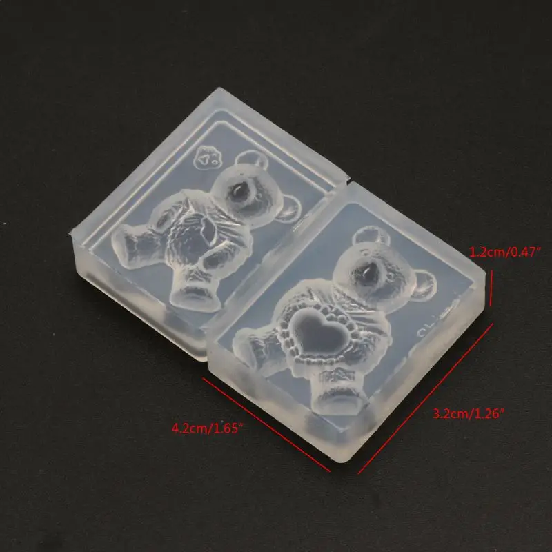 

2Pc Cute Furry Bear Resin Mold Keychain Pendant DIY Pudding Chocolate Candy Mold