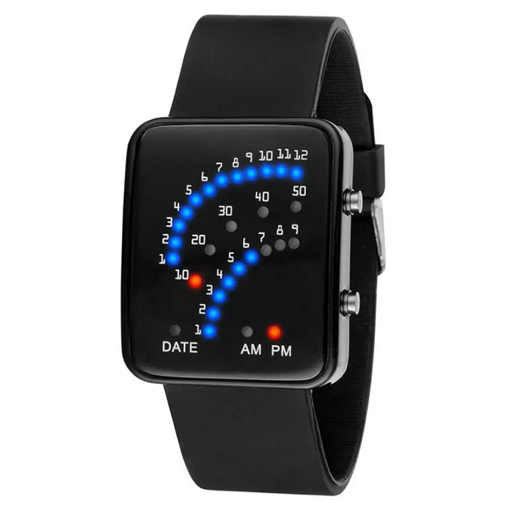 Черный Quartz Wristwatches Men Luxury Mens Digital LED Sport Watch Men Outdoor Electronic Dress Watch Relogio Masculino Clock - Цвет: Черный