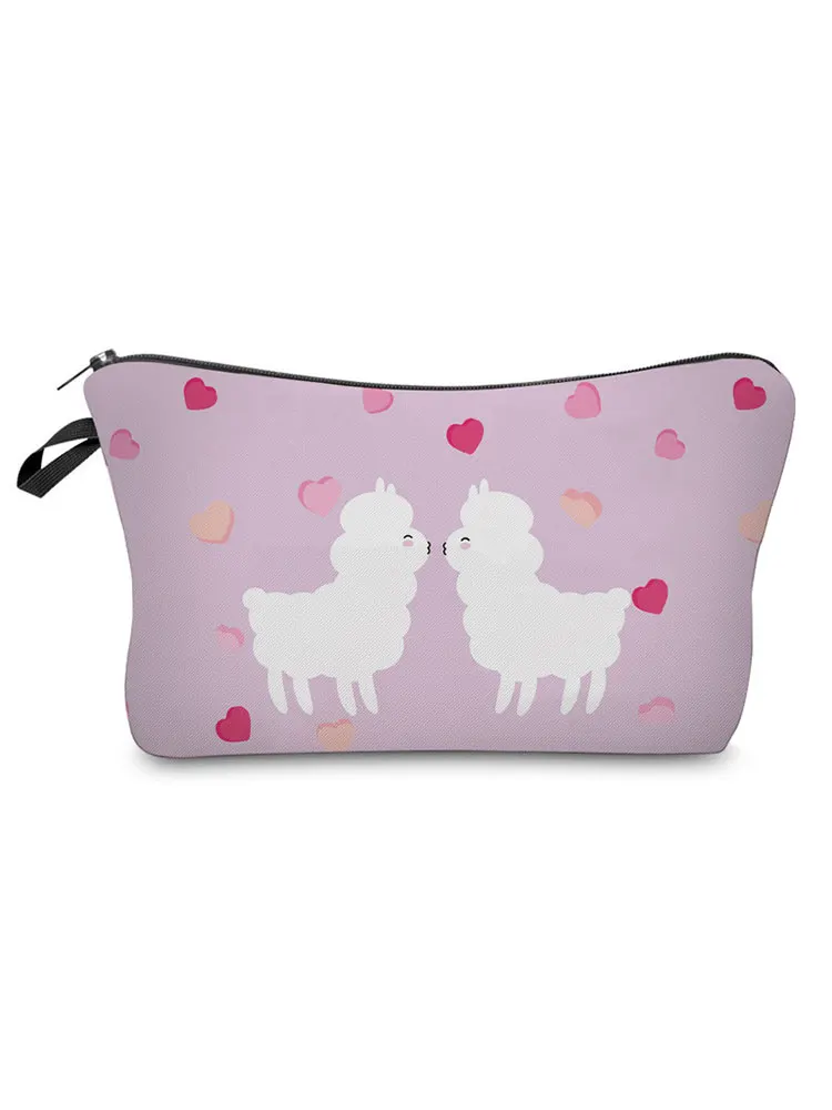 

Lovely Printed Alpaca Cosmetics Organizer Bag Portable Women's Makeup Bag New Fashion Storage Bags for Women Small Female Bag