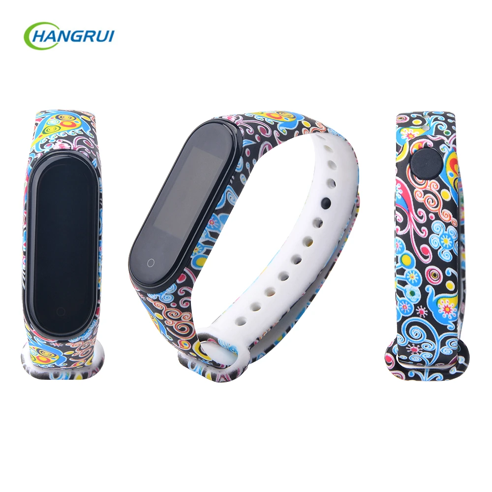 Peacock screen Для mi Band 3, 4, ремешок, ремешок для Xiaomi mi, ремешок 3, Сменные аксессуары, браслет для Xiao mi band 3, браслет - Цвет: Peacock screen