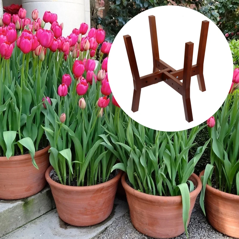 

1pc Wood Planter Display Rack Adjustable Flowerpot Stand Indoor Plant Holder