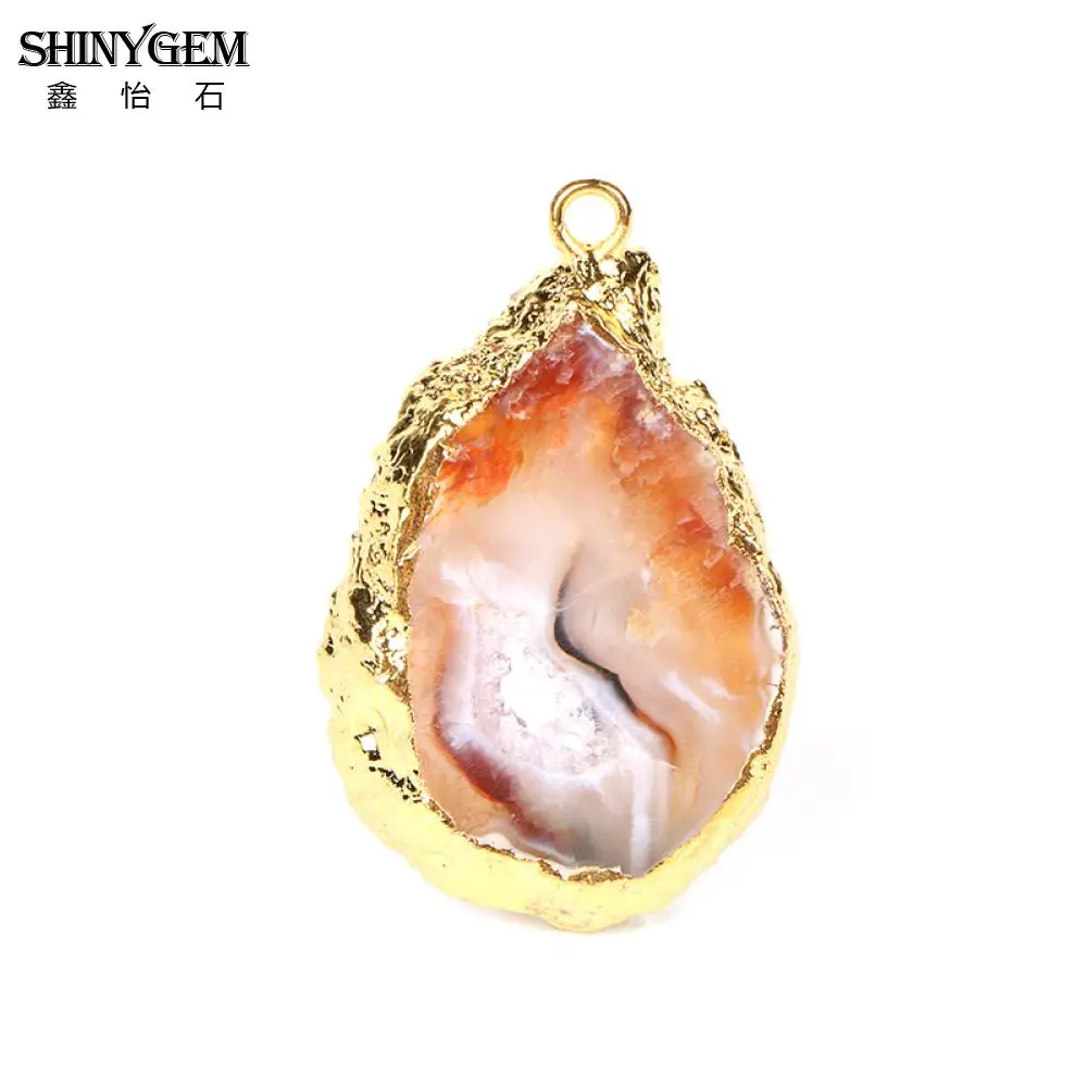 Случайные 25 40 мм нестандартные натуральные Агаты ломтики соединитель золотое