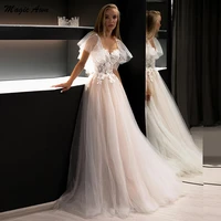 magic awn graceful wedding dresses 2021 lace appliques princess boho bridal gowns a line cap sleeves country vestidos de novia