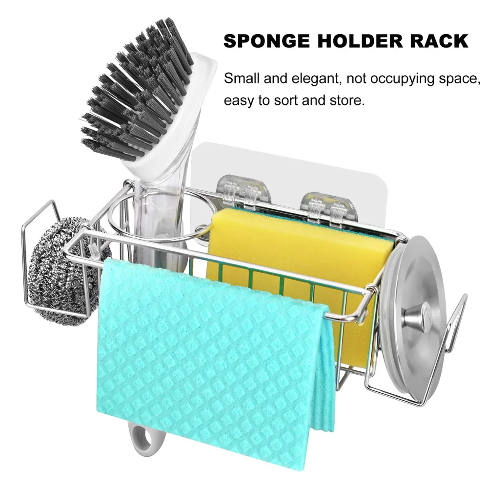 

1pc Simple Wall-mounted Rag Draining Rack Stainless Steel Kitchen Storage Rack
