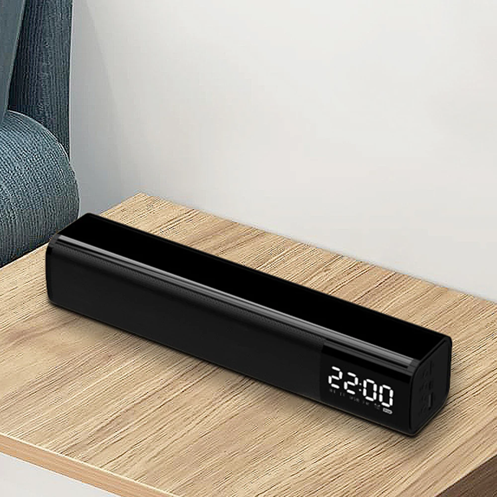 

Портативный Bluetooth-динамик SAMTIAN, беспроводной настольный музыкальный плеер, объемный звук, динамик s с отображением времени, поддержка TF, FM-ра...