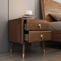 nordic ash wood solid wood bedside cabinet small apartment bedroom double drawer storage cabinet light luxury sedside cabinet