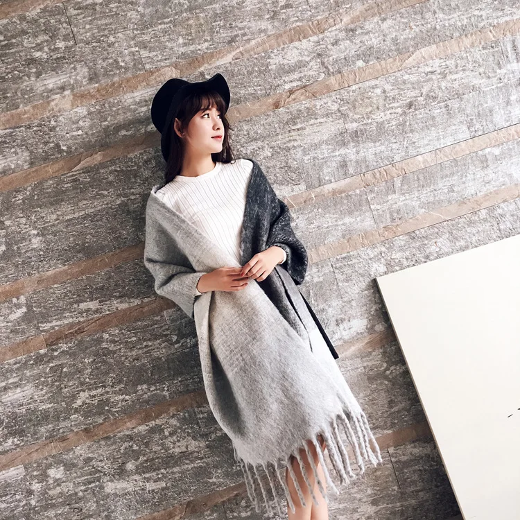 

Korean long scarf shawl women's winter new style versatile warm and thickened tassel Scarf Collar color matching students