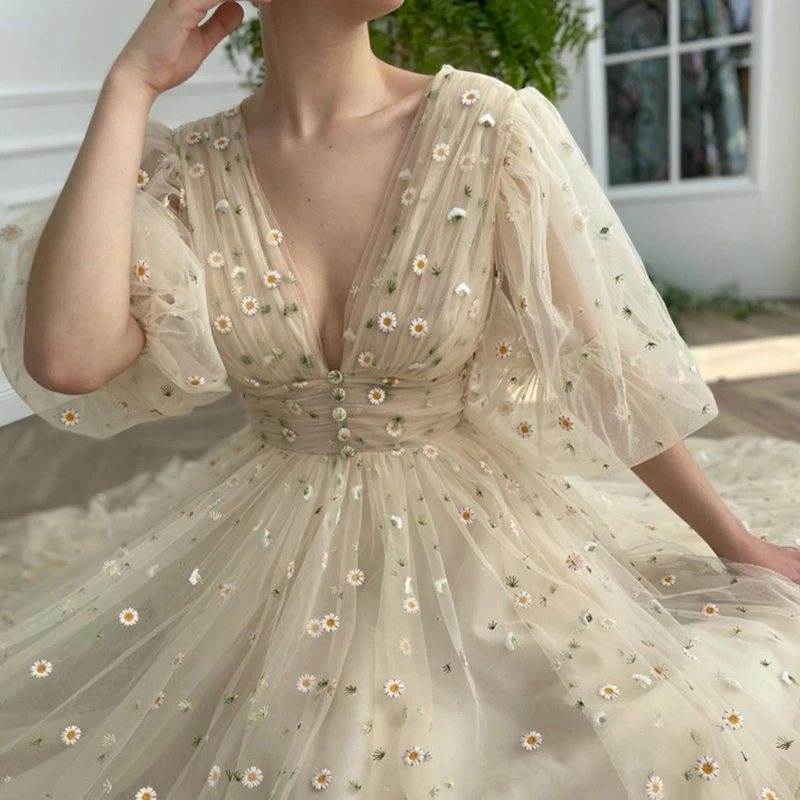 LORIE – robe de bal de forme trapèze, tenue de soirée courte, Vintage, col en V, manches longues, pour adolescentes, remise de diplôme, 2021  (0)