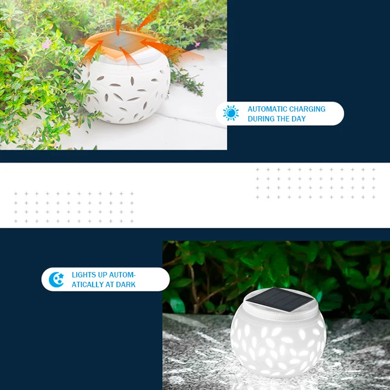 

White Ceramics ABS Solar Outdoor Leaf Projection LED Lamp Waterproof Ip55 Courtyard Garden Decor Landscape Light For Pathway Str