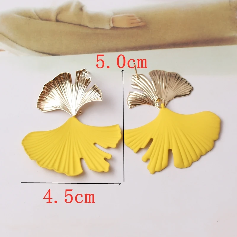 7 цветов большие серьги в форме листьев гинкго для женщин черные желтые золотые