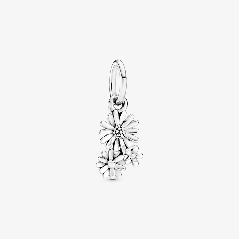 

2020 Spring New 925 Sterling Silver Beads Daisy Flower Bouquet Dangle Charms fit Original Pandora Bracelets Women DIY Jewelry