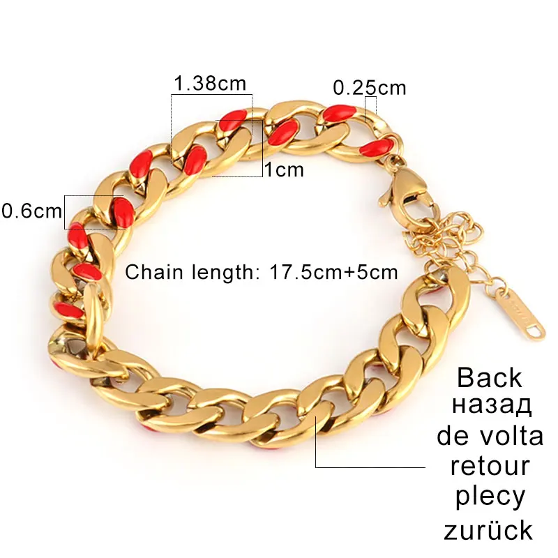 

New Fashion Color Stainless Steel Bracelets For Women Color Curb Cuban Bracelet Chunky Punk Women Bracelet Jewelry Gift