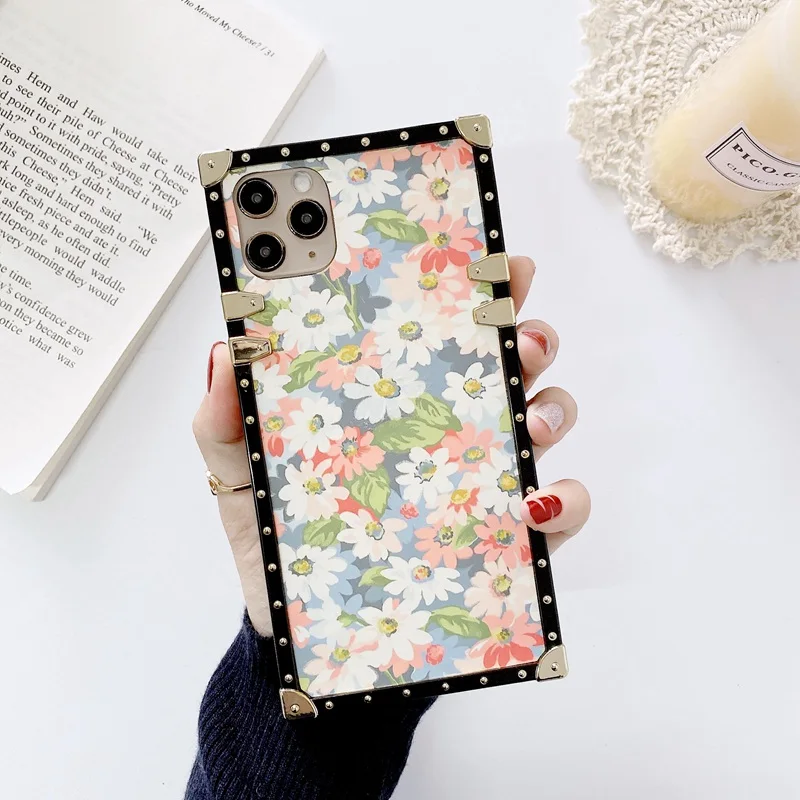 

Straight edge TPU colorful flower phone case For Honor 30 V30 20 10I 9X PRO 8X PSMART 2019 Anti-drop square soft back cover