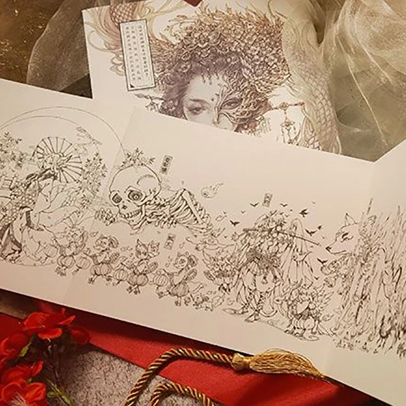 

Ancient Style coloring book Aesthetic Painting Line Drawing Collection Book Character Copying Draw line draft