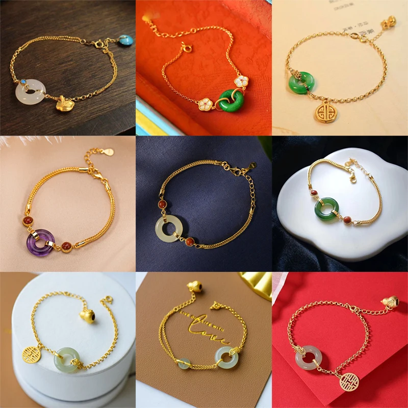 

Original design craftsmanship Chinese style palace style natural jade bracelet light luxury noble charm women silver jewelry