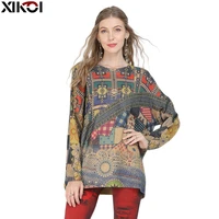 xikoi oversized print winter o neck sweater for women fashion warm long pullover dresses loose jumper knitted sweater pull femme