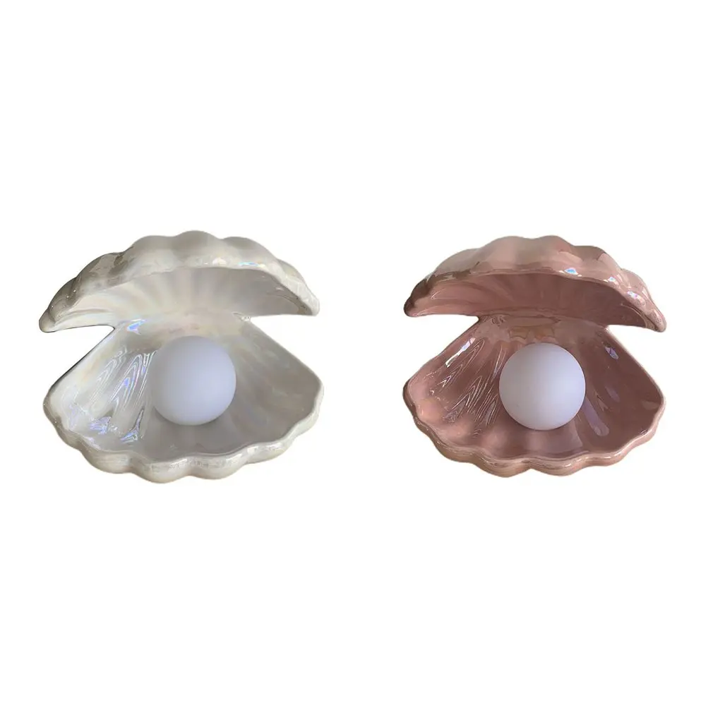 

Girl Dream Ceramic Shell Lamp Pearl Fairy Decoration Night Light Storage Pearl Shell Lamp Desktop Decoration