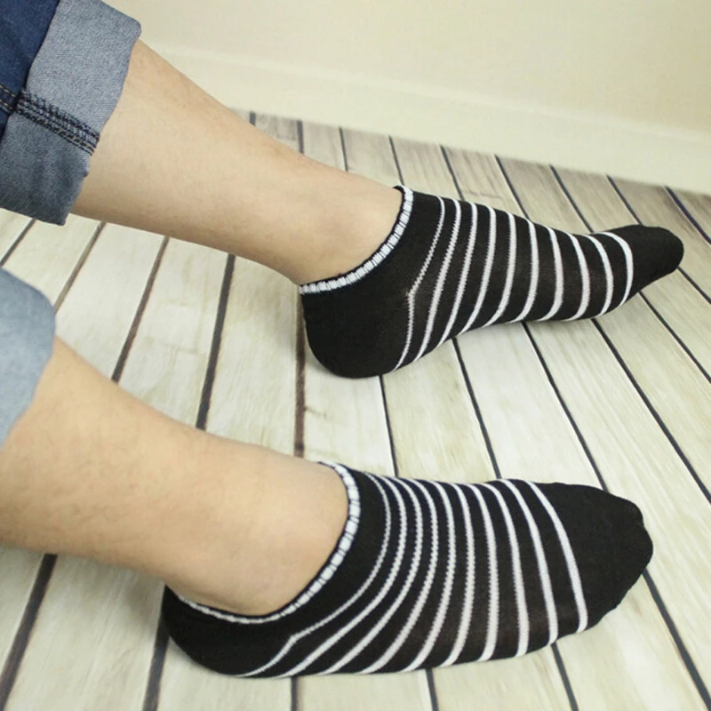 

5 Pairs Comfortable Striped Men Unisex Short Ankle Socks Crew Low Cut Invisible